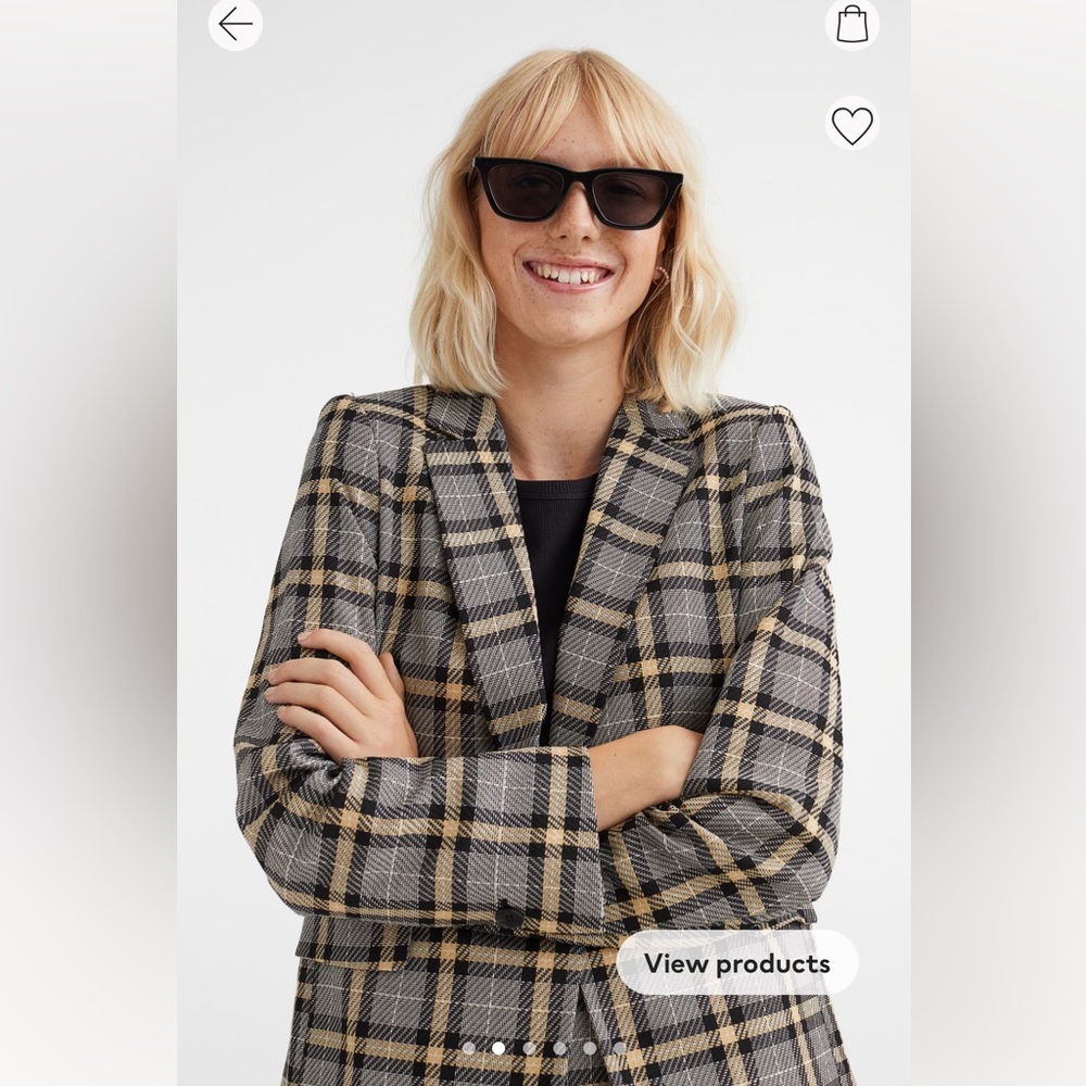 ISO Grey Plaid Single Breasted Blazer